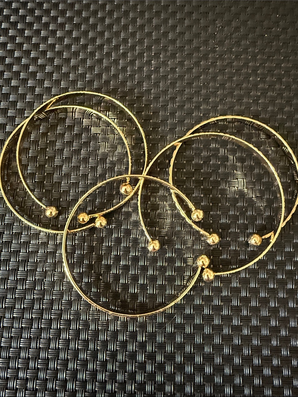Gold Tone Adjustable Ball-End Bangle Bracelet Set - Women Jewelry